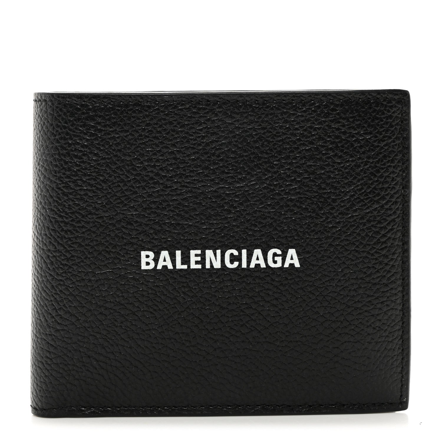 Balenciaga Calfskin Logo Cash Square Bi-Fold Wallet Black White 1 of 7