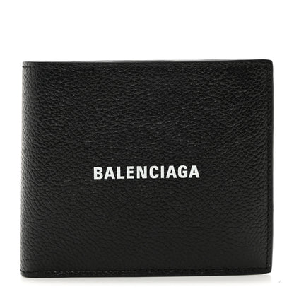 Balenciaga Calfskin Logo Cash Square Bi-Fold Wallet Black White 1 of 7