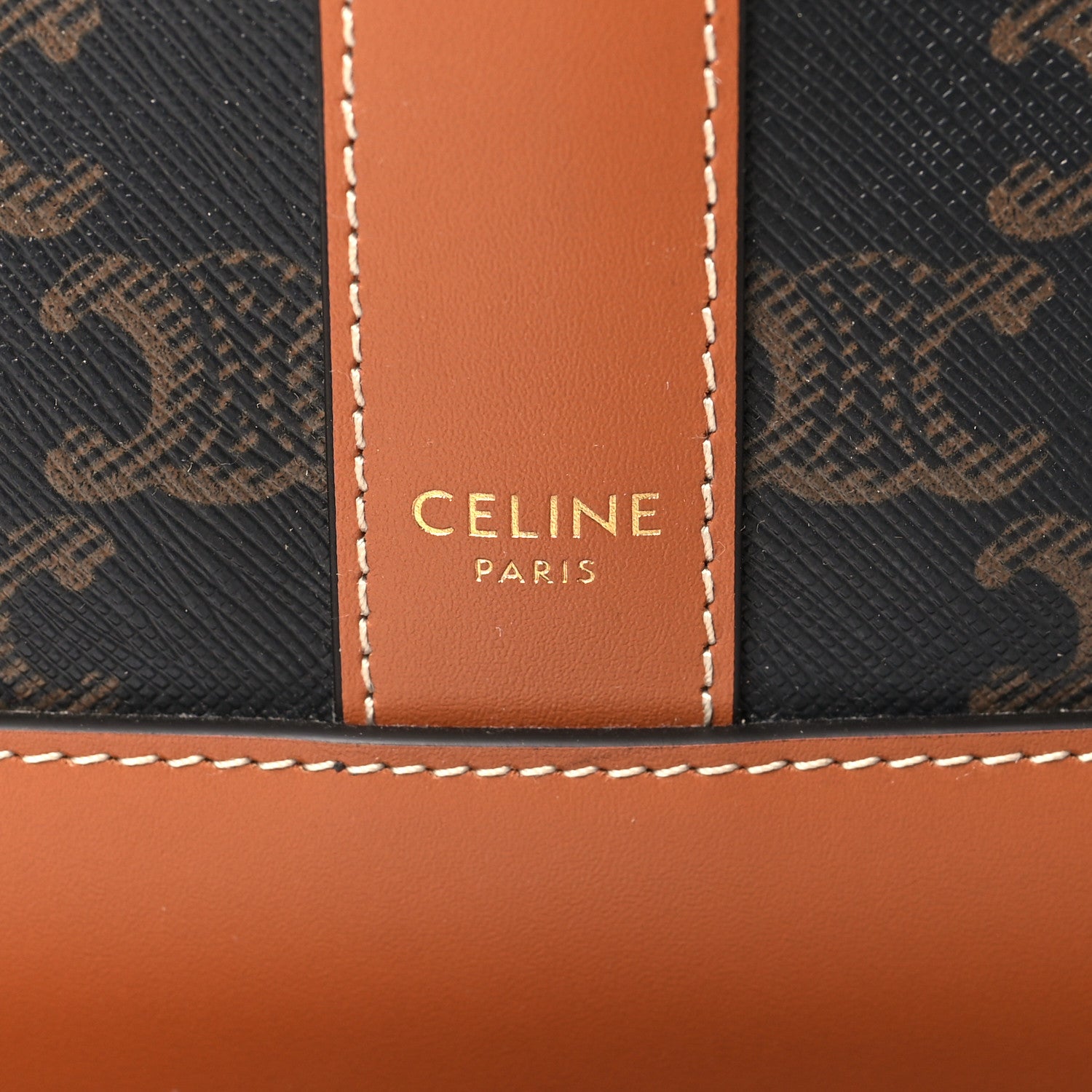 Celine Triomphe Canvas Calfskin Medium Bucket Bag Tan 6 of 11