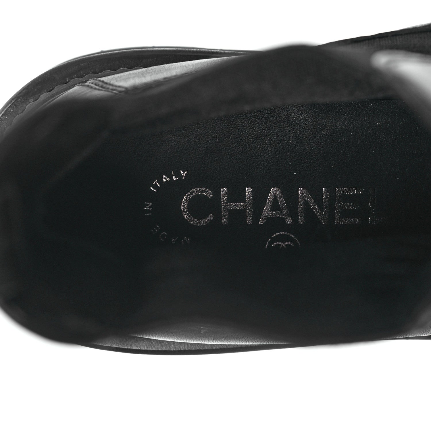 Chanel Grained Calfskin Patent Cap Toe CC Platform Ankle Boots 37.5 Black 7 of 10