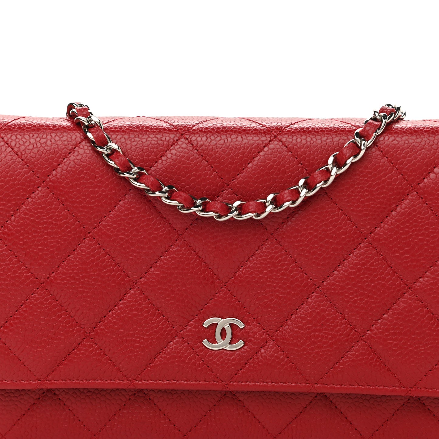 Caviar Quilted Wallet On Chain WOC Red