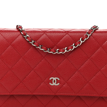 Chanel Caviar Quilted Wallet On Chain WOC Red 11 of 12
