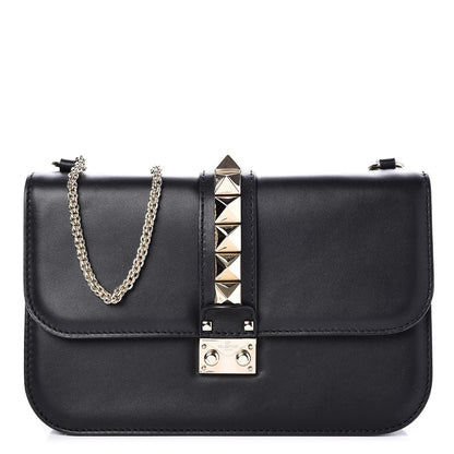 Valentino Garavani Vitello Medium Glam Lock Rockstud Flap Black 1 of 8
