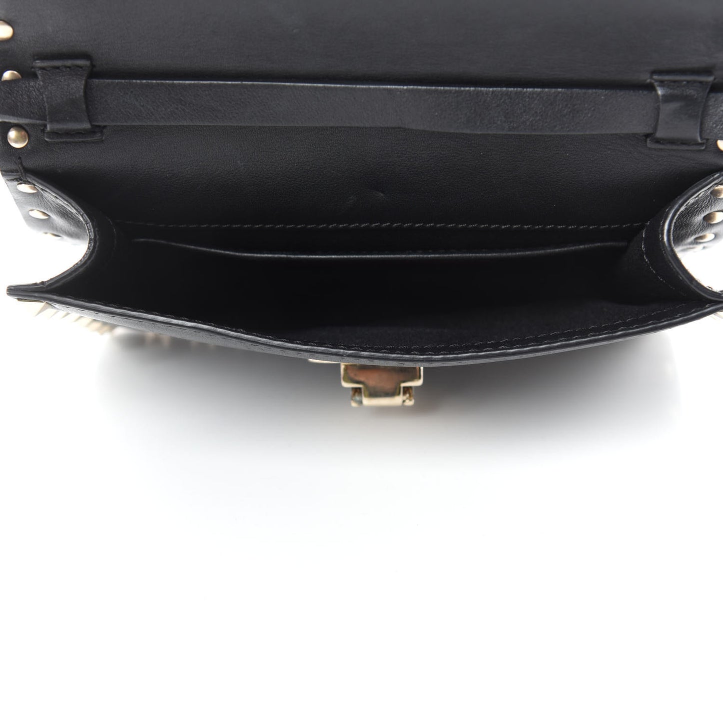 Vitello Rockstud Shoulder Flap Bag Black