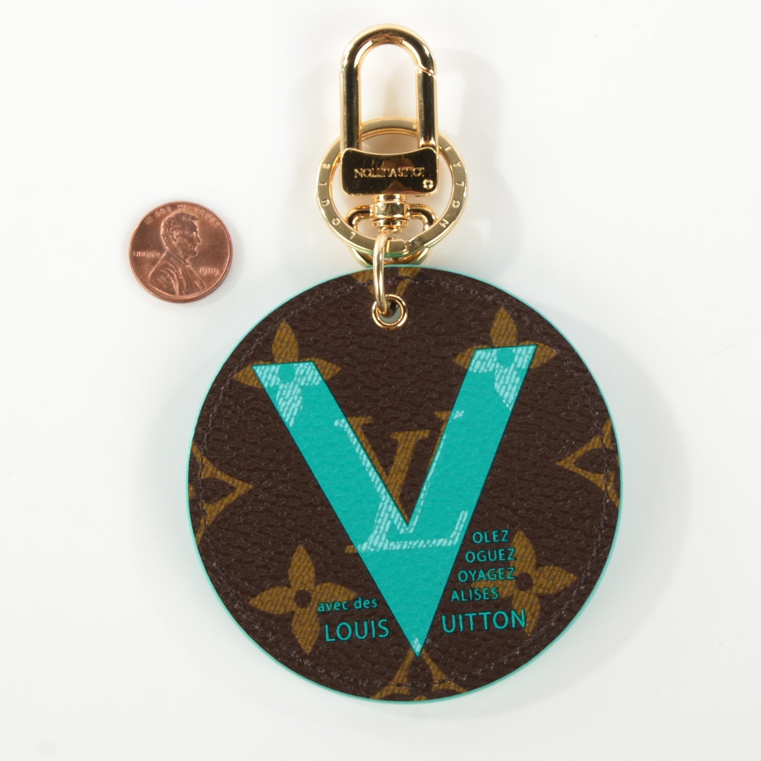 Louis Vuitton Monogram Illustre V Bag Charm Key Ring Turquoise 2 of 6
