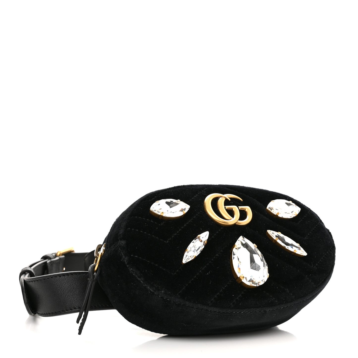 Velvet Matelasse Marquise Crystals GG Marmont Belt Bag 95 38 Black