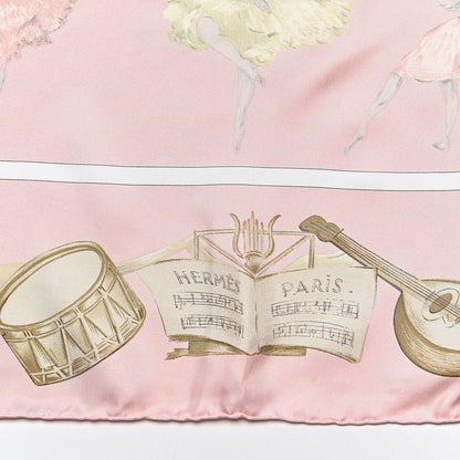 Hermes Silk La Danse Du Cheval Scarf 90 Rose Sable Blanc 3 of 6