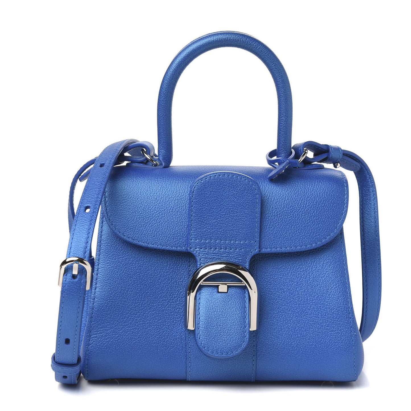 Metallic Grained Calfskin Mini Brillant Satchel Satin Electric