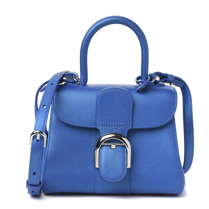 Delvaux Metallic Grained Calfskin Mini Brillant Satchel Satin Electric 1 of 10