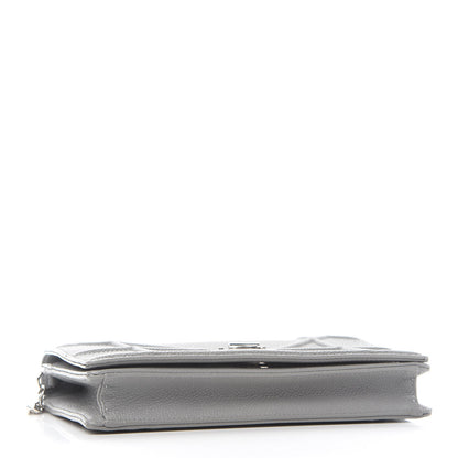 Christian Dior Grained Calfskin Diorama Wallet on Chain Pouch Gris 4 of 9
