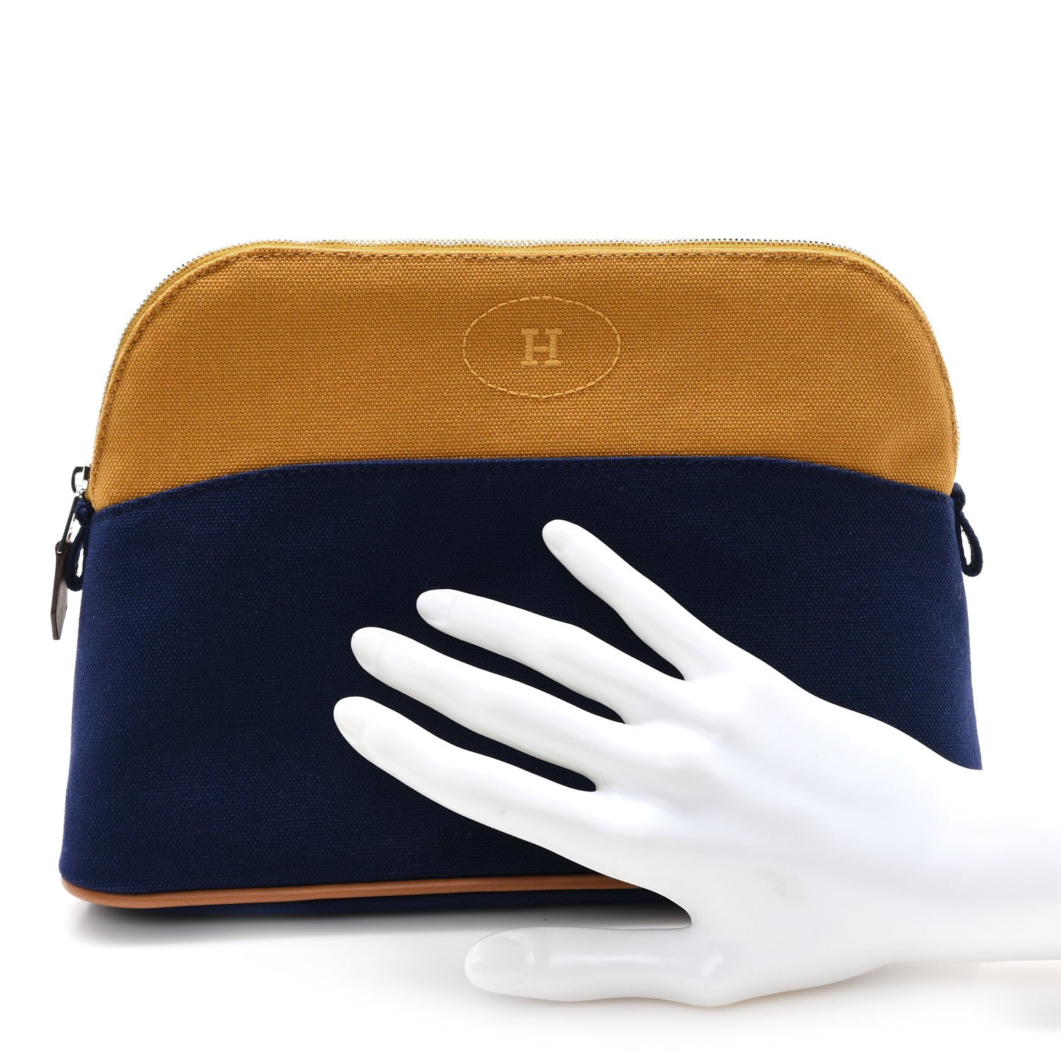 Hermes Cotton Canvas Bolide Travel Cosmetic Pouch 2 of 8