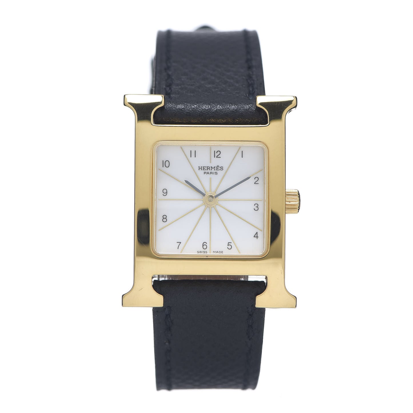 Stainless Steel Epsom 21mm Heure H Hour Quartz Watch Noir
