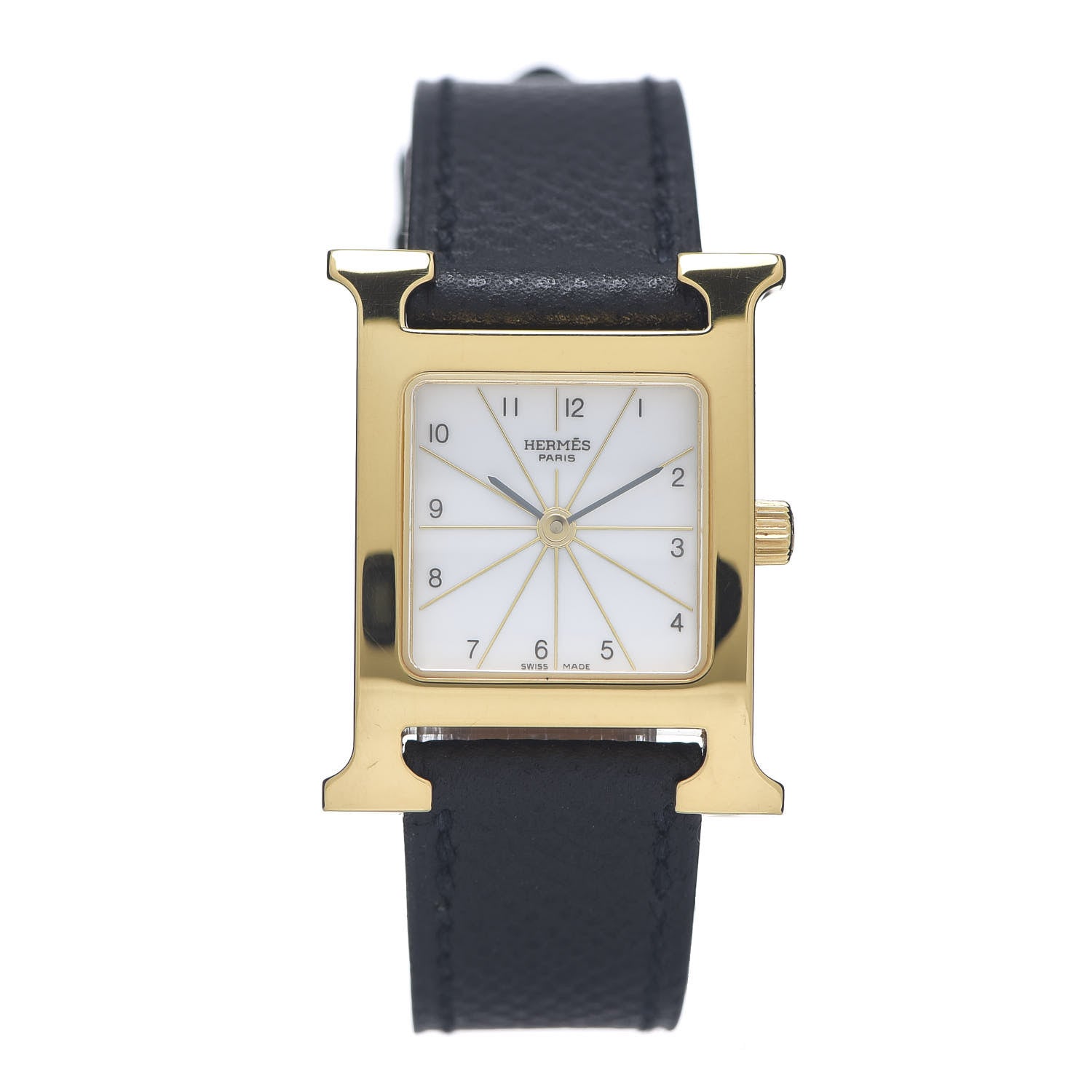 Hermes Stainless Steel Epsom 21mm Heure H Hour Quartz Watch Noir 1 of 5