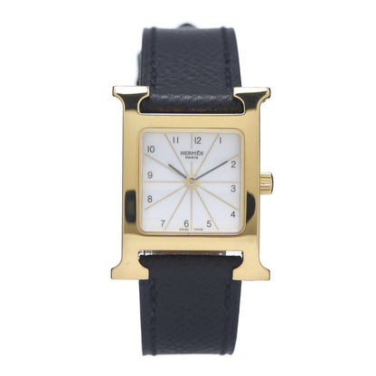 Hermes Stainless Steel Epsom 21mm Heure H Hour Quartz Watch Noir 1 of 5