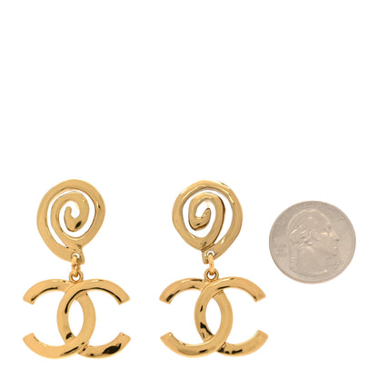 Chanel Metal CC Swirl Dangle Earrings Gold 2 of 6