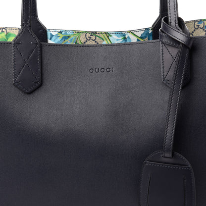 Gucci GG Supreme Monogram Blooms Medium Reversible Tote Beige Blue Navy 16 of 16