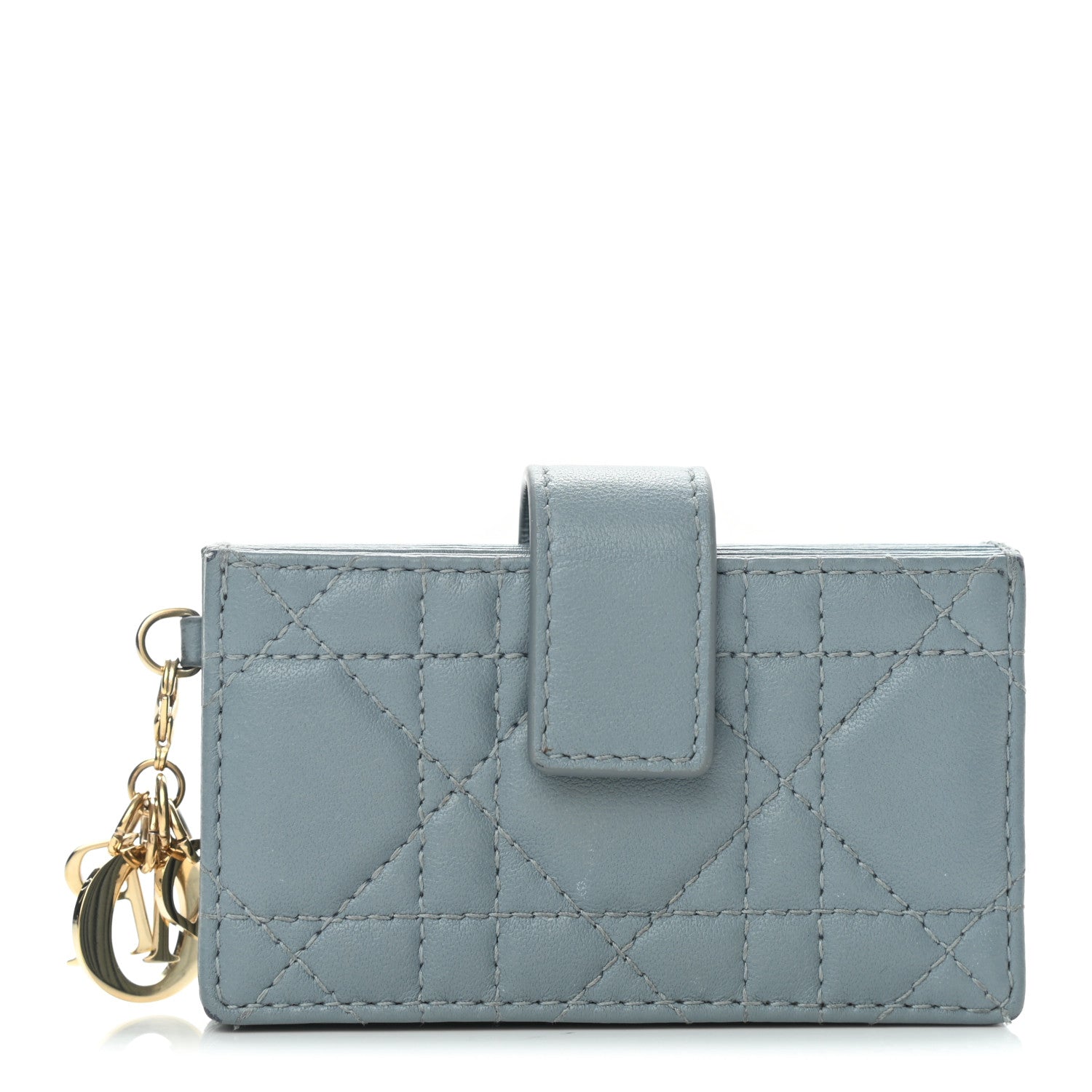 Christian Dior Lambskin Cannage Lady Dior 5-Gusset Card Holder Cloud Blue 1 of 8