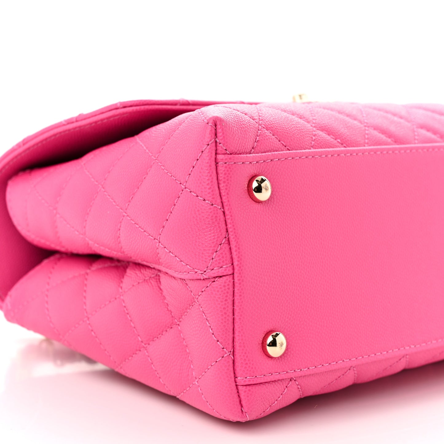 Caviar Quilted Small Coco Handle Flap Dark Pink