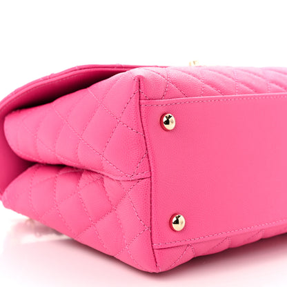 Chanel Caviar Quilted Small Coco Handle Flap Dark Pink 9 of 11