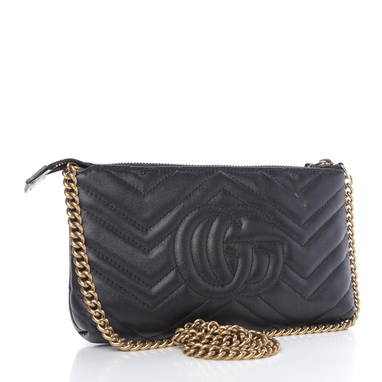 Gucci Calfskin Matelasse Mini GG Marmont Chain Bag Black 3 of 10