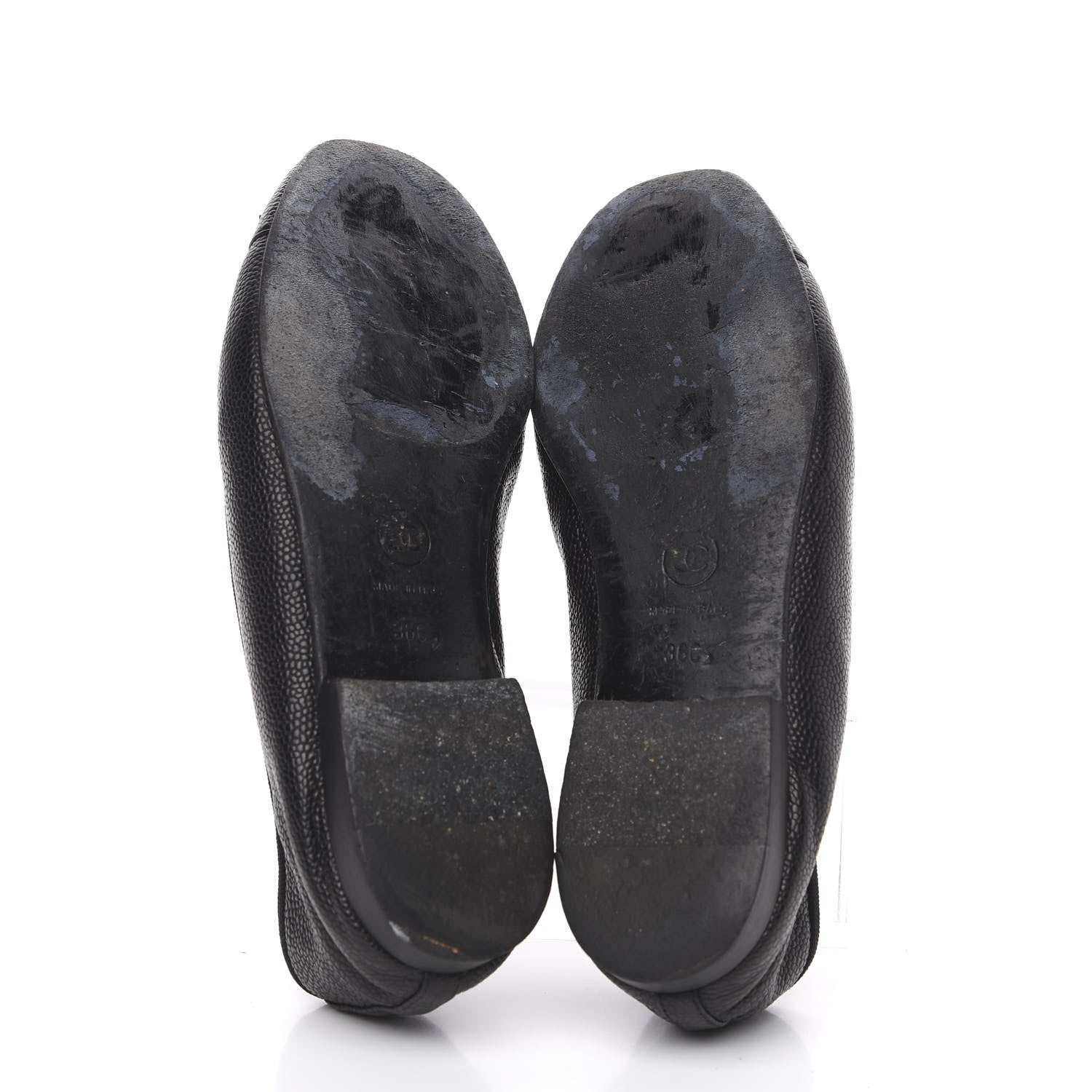 Chanel Caviar CC Cap Toe Ballerina Flats 36 Black 6 of 12