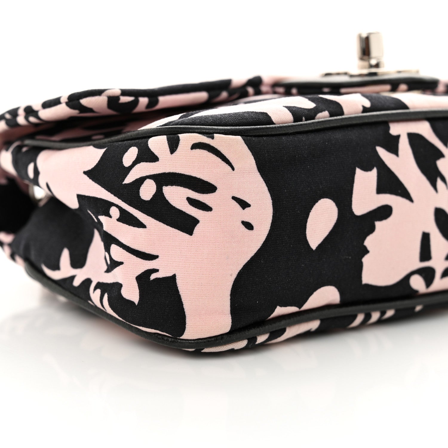 Chanel Printed Fabric Mini Rectangular Flap Black Pink 9 of 10