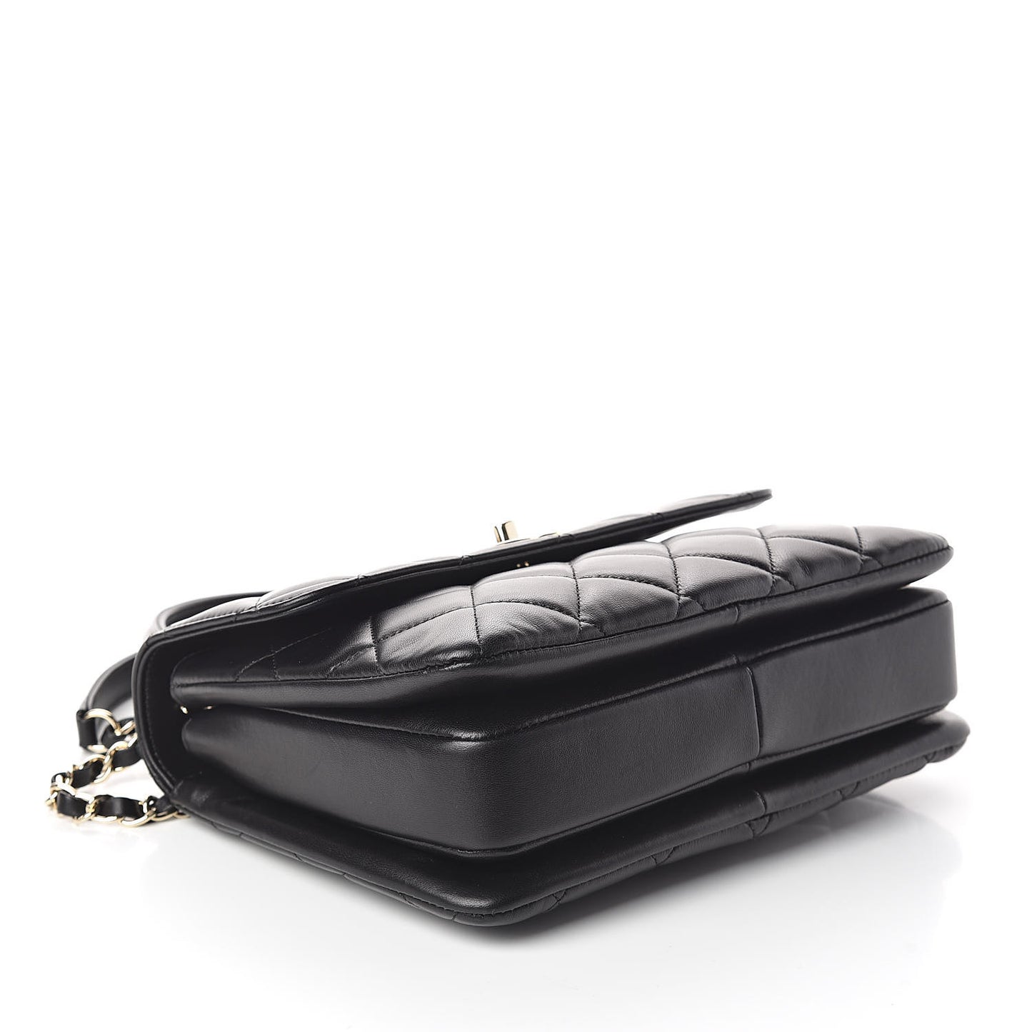 Lambskin Quilted Small Trendy CC Dual Handle Flap Bag Black