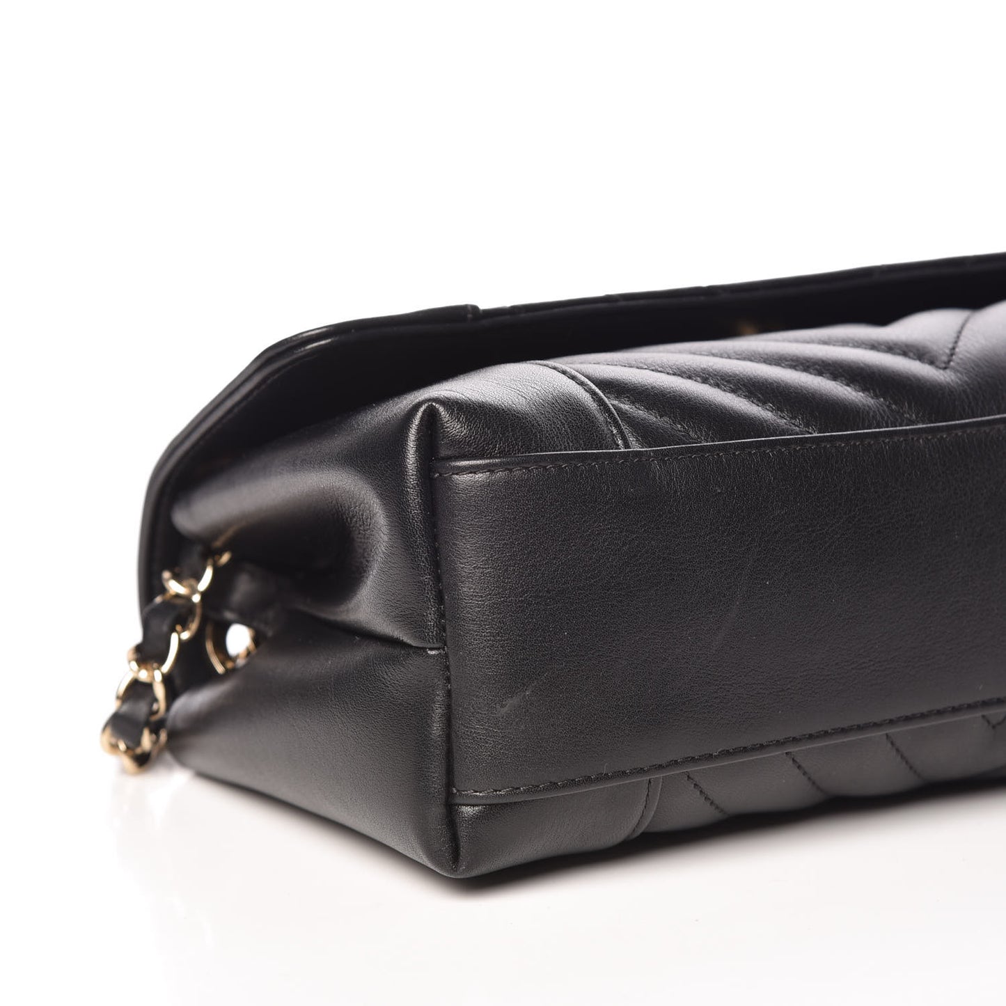 Calfskin Quilted Small Daily Chevron Flap Black