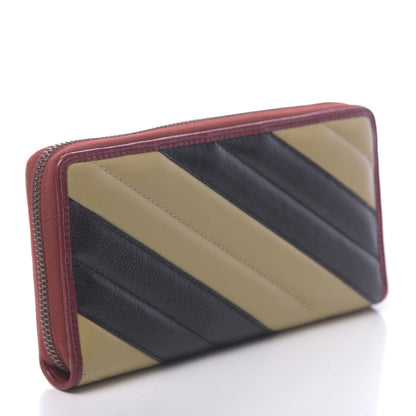 Gucci Azalea Calfskin Matelasse Diagonal Patchwork Torchon GG Marmont Zip Around Wallet Black Beige Romantic Cerise 3 of 7