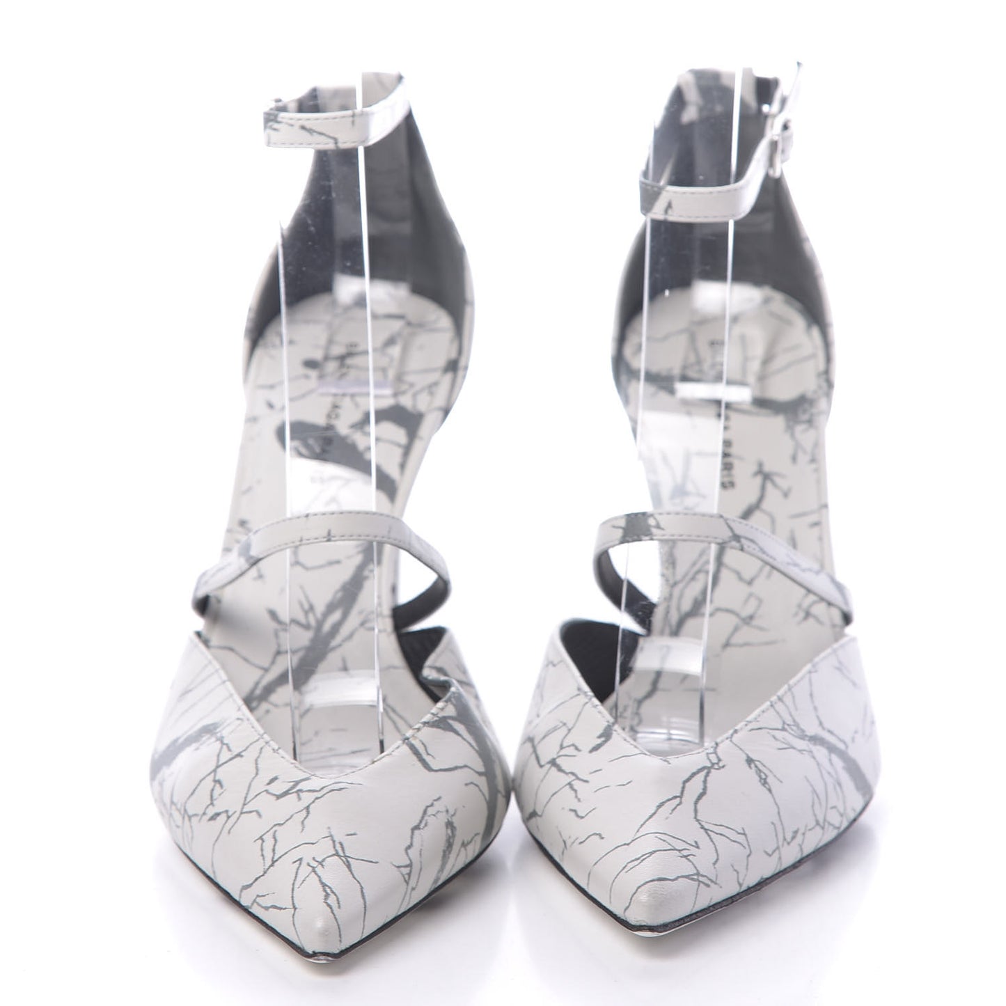 Nappa Imprime Marble Ankle Strap Pump 37 Blanc