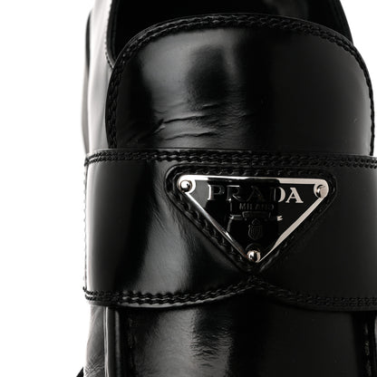 Prada Spazzolato Metal Triangle Logo 50mm Loafers 40.5 Black 10 of 12
