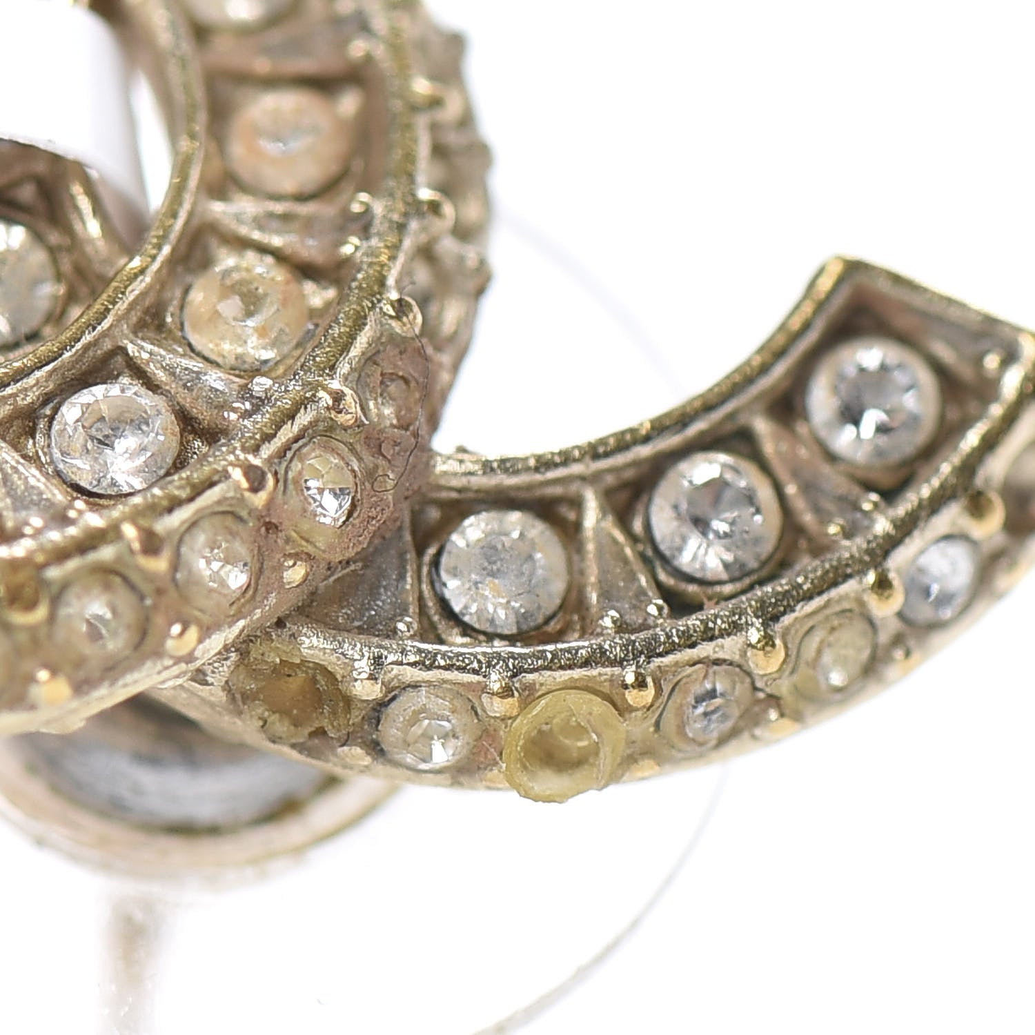 Chanel Crystal Timeless CC Earrings Light Gold 6 of 6