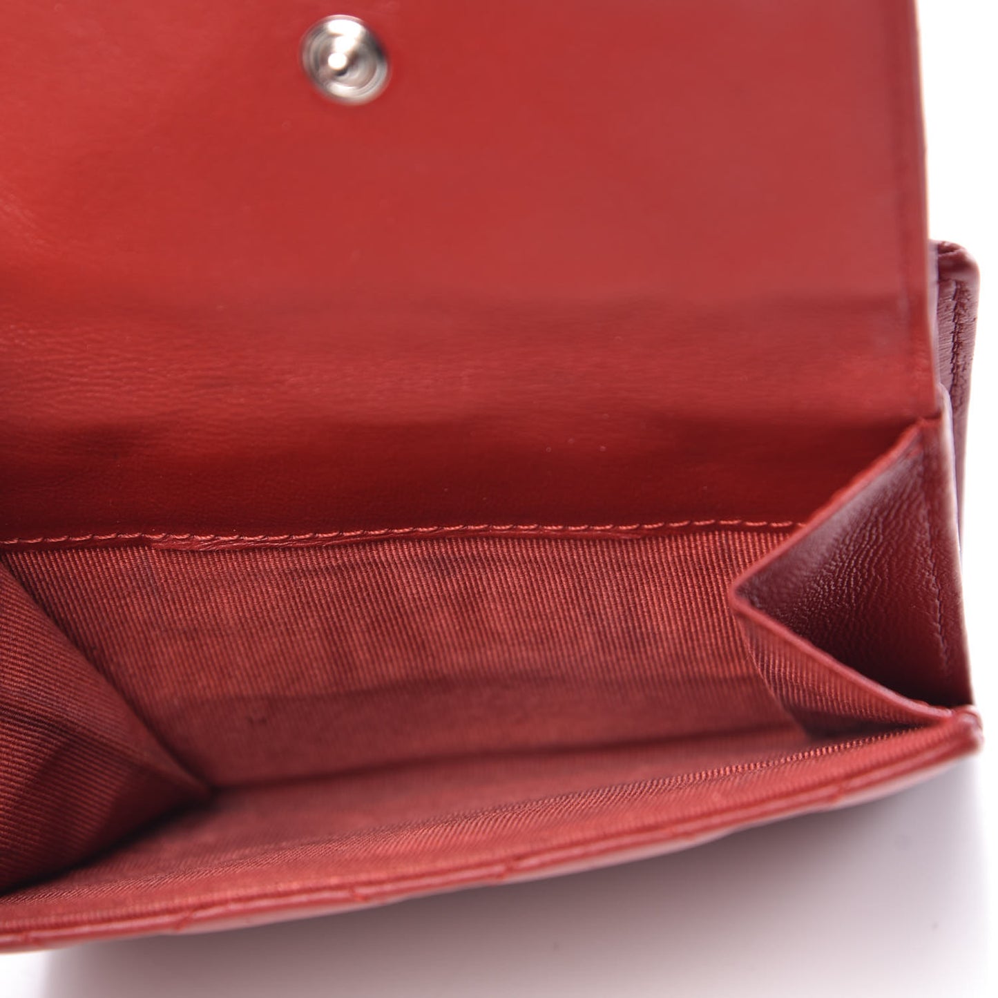 Lambskin Quilted Compact French Flap Wallet Red