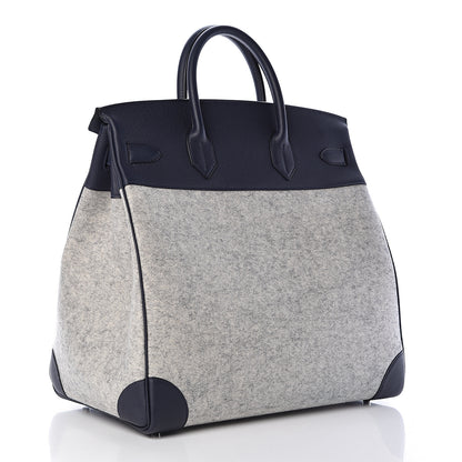 Hermes Togo Todoo Feutre HAC Birkin 40 Gris Clair Bleu Nuit 3 of 32