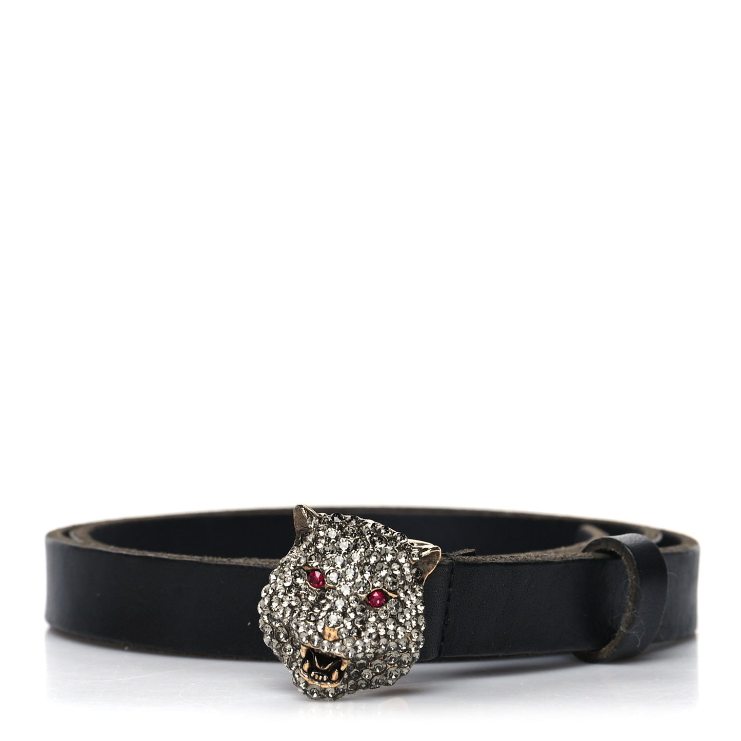 Calfskin Crystal Feline Belt 80 32 Black