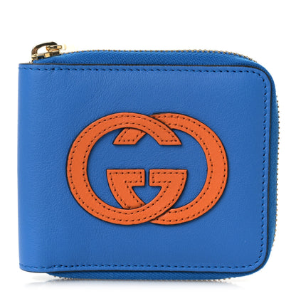 Gucci Vitello Eclipse Interlocking G Zip Around Card Case Wallet Bright Splash Carrot Orange 1 of 8
