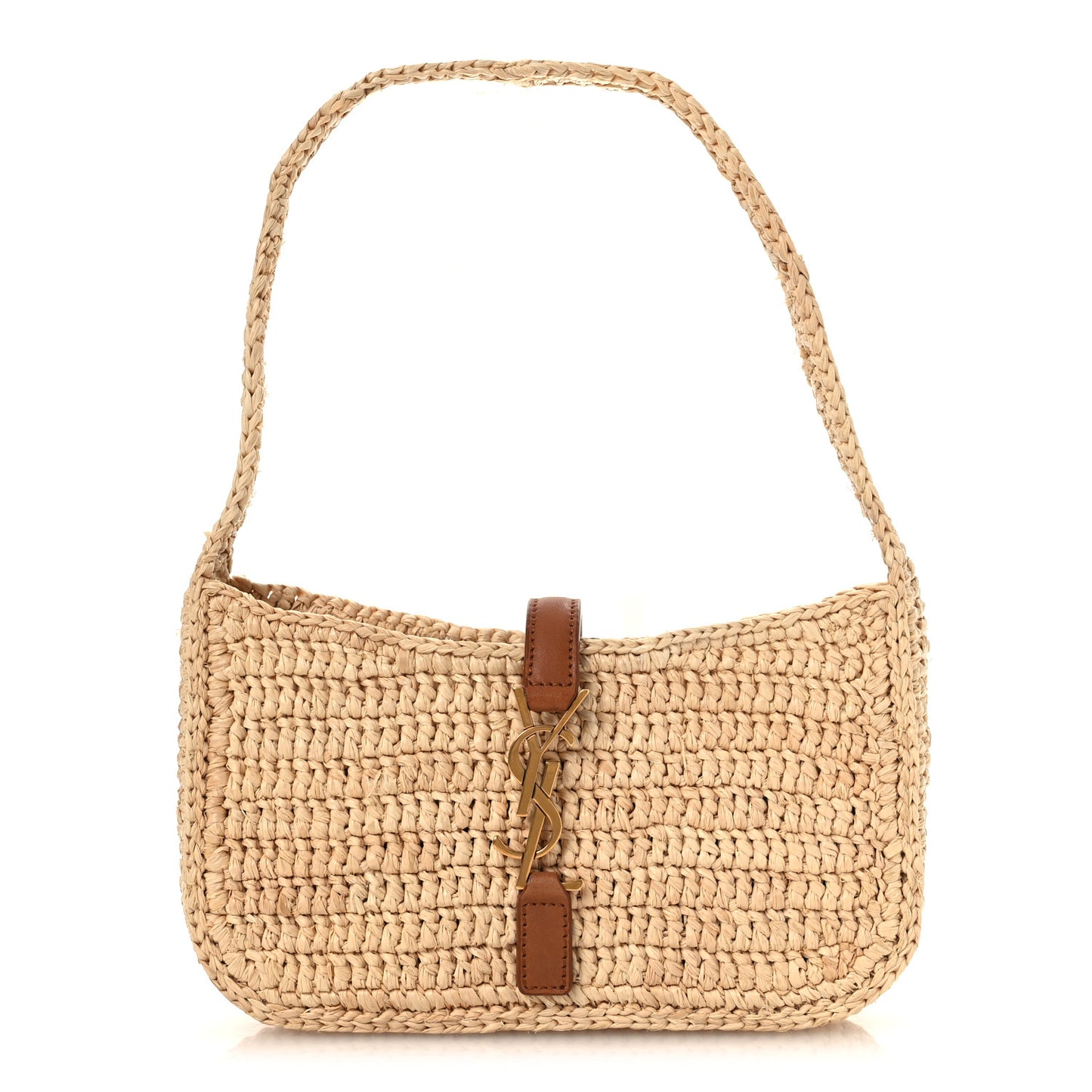 Raffia Calfskin Le 5 A 7 Mini Hobo Natural Brick