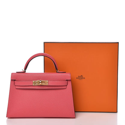 Hermes Chevre Mysore Mini Kelly Sellier 20 Rose Lipstick 31 of 31