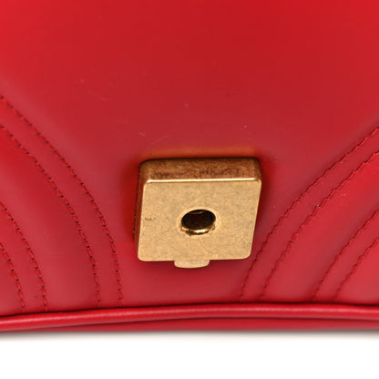 Gucci Calfskin Matelasse Mini GG Marmont Shoulder Bag Hibiscus Red 24 of 25