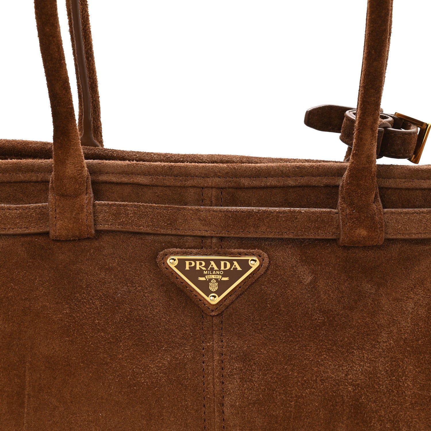 Prada Suede Triangle Medium Bonnie Shoulder Bag Cacao 8 of 10
