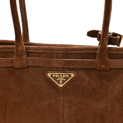Prada Suede Triangle Medium Bonnie Shoulder Bag Cacao 8 of 10