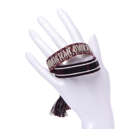 Christian Dior Woven Cotton J'Adior Friendship Bracelet Set Burgundy 3 of 8