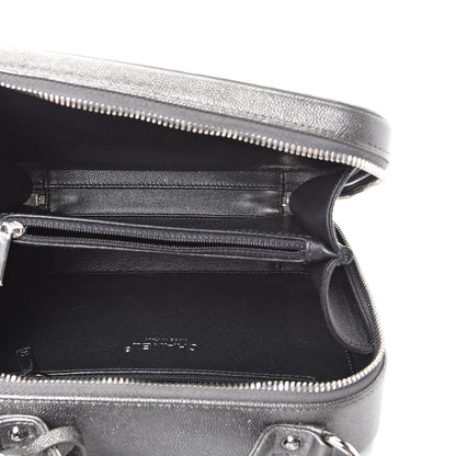 Chanel Metallic Caviar Quilted Medium CC Filigree Vanity Case Dark Silver 4 of 11