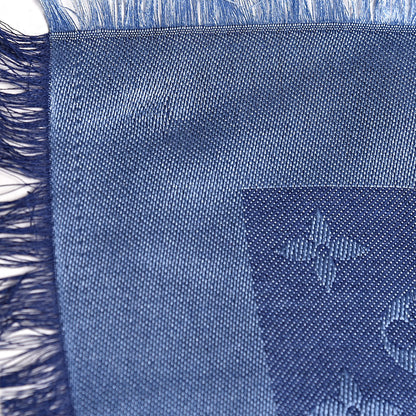 Louis Vuitton Silk Wool Monogram Shawl Blue 5 of 5