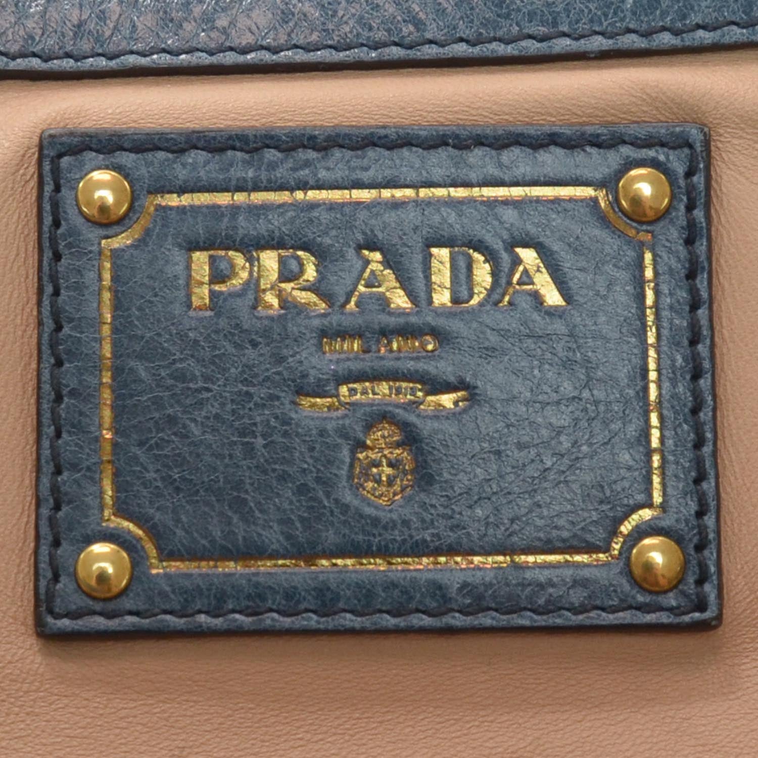Prada Vitello Shine Tote Denim 5 of 10
