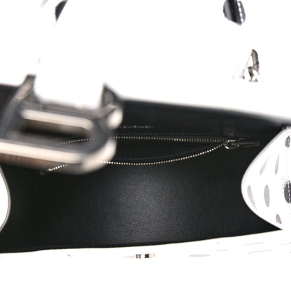 Balenciaga Smooth Calfskin Spray Polka Dot Small Hourglass Top Handle Bag White Black 5 of 9