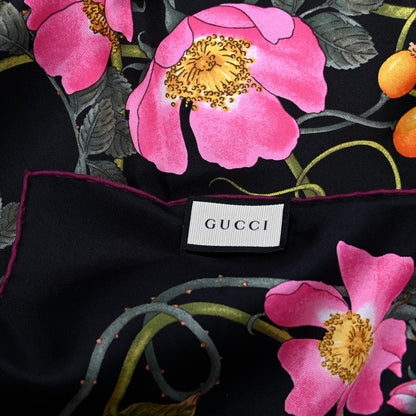 Gucci Silk Floral Flowerwebby Square Scarf Black 3 of 4