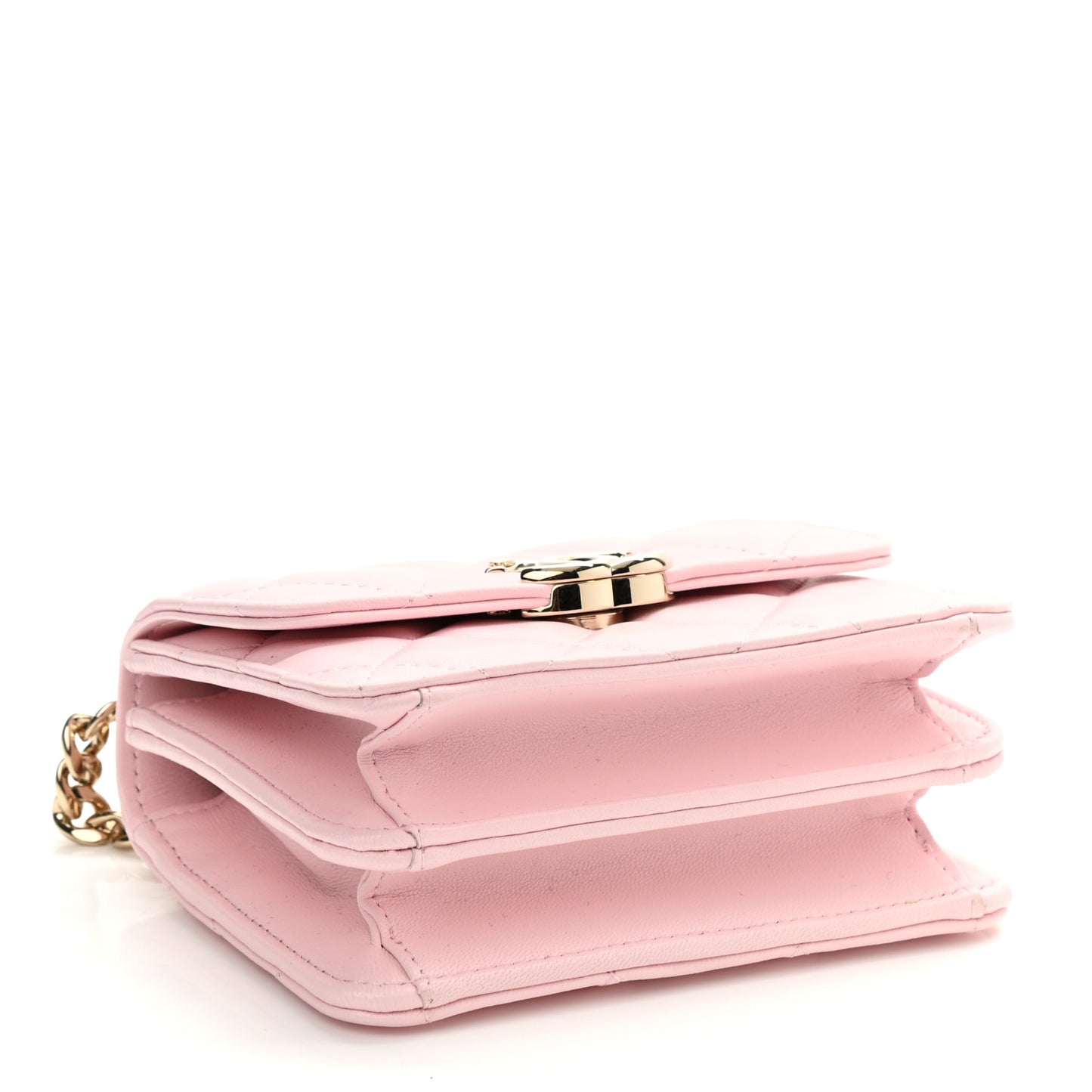 Lambskin Quilted Pick Me Up Clutch With Chain Pink