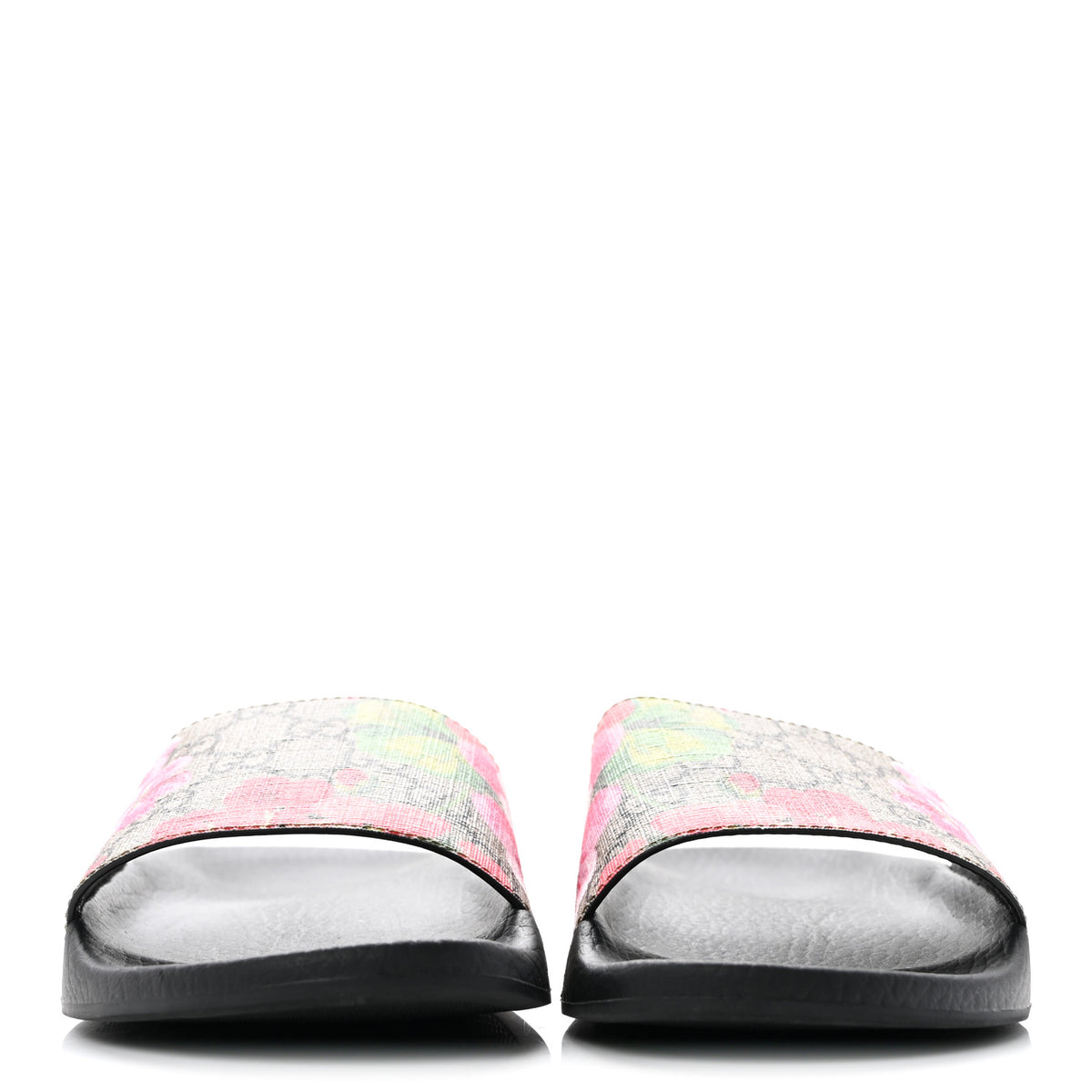 GG Supreme Monogram Blooms Slide Sandals 37 Beige Multicolor