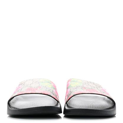 Gucci GG Supreme Monogram Blooms Slide Sandals 37 Beige Multicolor 3 of 9